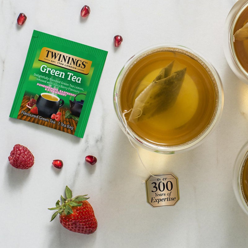 Twinings Green Tea with Pomegranate, Raspberry, and Strawberry - Caffeinated Green Tea Bags Individually Wrapped, 20 Count (Pack of 2) - Image 5